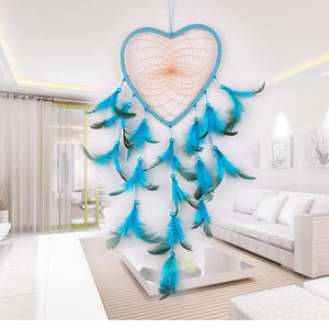 Blue Feathers Handmade Dream Catcher Wall Hanging Dreamcatcher Net with Feather Bead Home Car Decor Craft