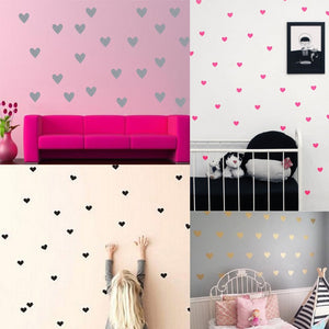 65Pcs/lot Removable PVC Heart Wall Stickers for Home Living Room Decoration Wall Art Decal Vinyl Decorative Stickers