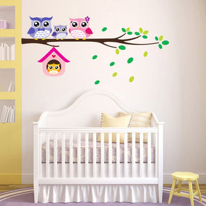 Cartoon Tree Animal Wall Stickers Kids Room Kindergarten Owl DIY PVC Wall Art Decals for Kids Bedroom Home Decoration