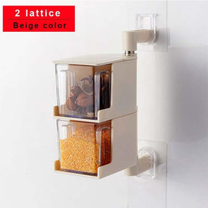 Self Adhesive hanging rotary condiment BOX seasoning Bottle jars for spices Kitchen organizer shelf Plastic storage boxes bins