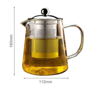 Non-Toxic Transparent Clear Borosilicate Glass Teapot Elegant Glass Tea Cup Teapot With Stainless Steel Infuser Strainer