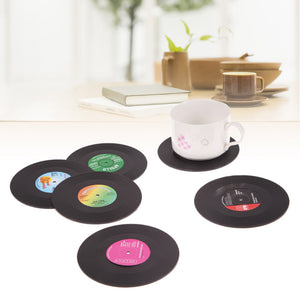 6Pcs/set Retro Vinyl Drink Coasters Table Cup Mat Home Decor CD Record Coffee Drink Cup Placemat Tableware Gadgets