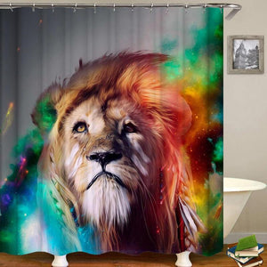 Waterproof Shower Curtains Lion Print Home Bathroom Curtains with 12 Hooks Polyester Fabric Bath Screen Curtains