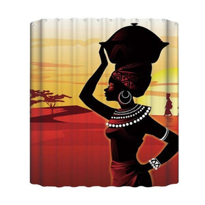 180x180cm African Woman Shower Curtains Waterproof Polyester Fabric Bathroom Curtains Screen for Bath Home Decoration