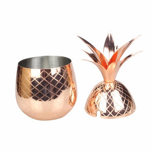 2017 New Arrival Modern Design 304 Stainless Steel Pineapple Cocktail Glass 500ML Cocktail Drinking Cups Mugs For Club Rose Gold