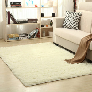 OCHINE Rectangular Long Fur Modern Silk Carpet Sofa-Bedside Carpet Bedroom Carpet Winter Warm Plush Floor Rugs Fluffy Mats
