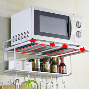 2 Tier Aluminum Microwave Oven Rack Holder Shelf Organizer Space Save Kitchen